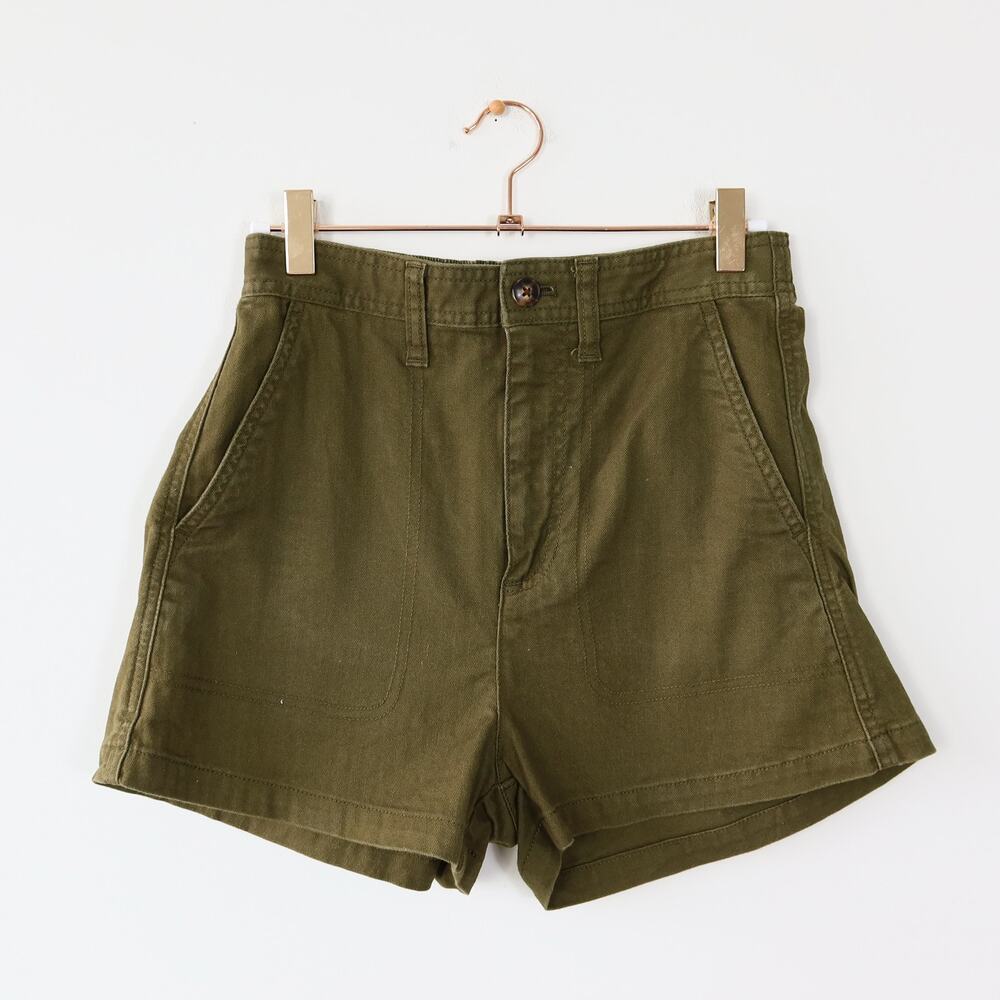 Madewell Perfect Military Twill Camp Shorts Olive Green XXS